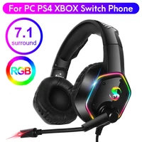 7 1 Stereo RGB Gaming Headset Gamer Headphones with Microphone For PS4 PS5  Over Ear Noise Canceling Computer Phone Earphones