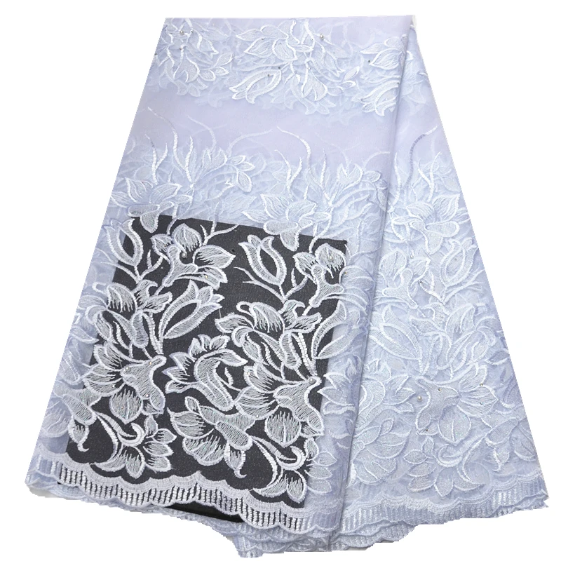 

African Lace Fabric 2020 high quality lace with beads nigerian french net lace fabric for wedding 5yards/lot