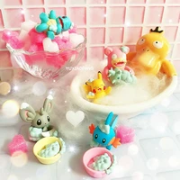takara tomy pokemon action figure pikachu loves bathing gacha cute body soap bubble decoration model toy