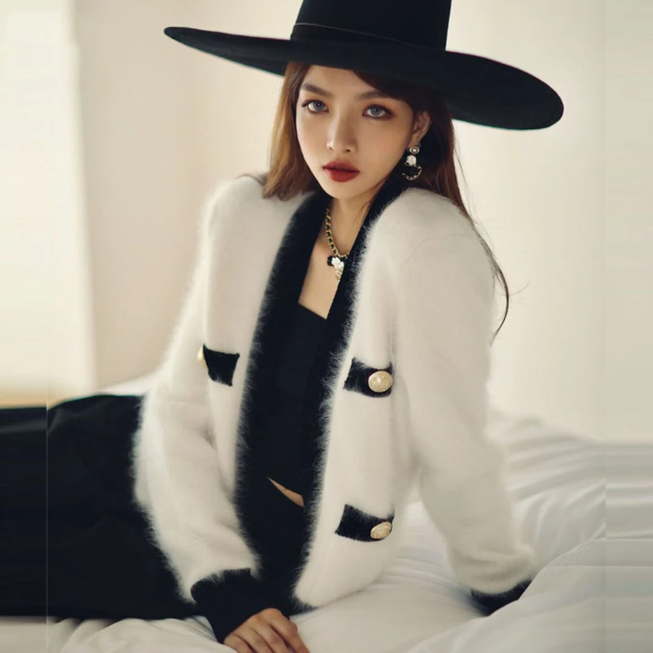 Женские кардиганы в японском стиле милый розовый вязаный мохеровый свитер