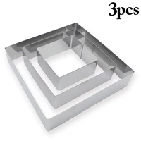3pcsset metal cookie cutter square heart round shape cake cutter round fondant cutter cake mold baking kitchen tools supplies