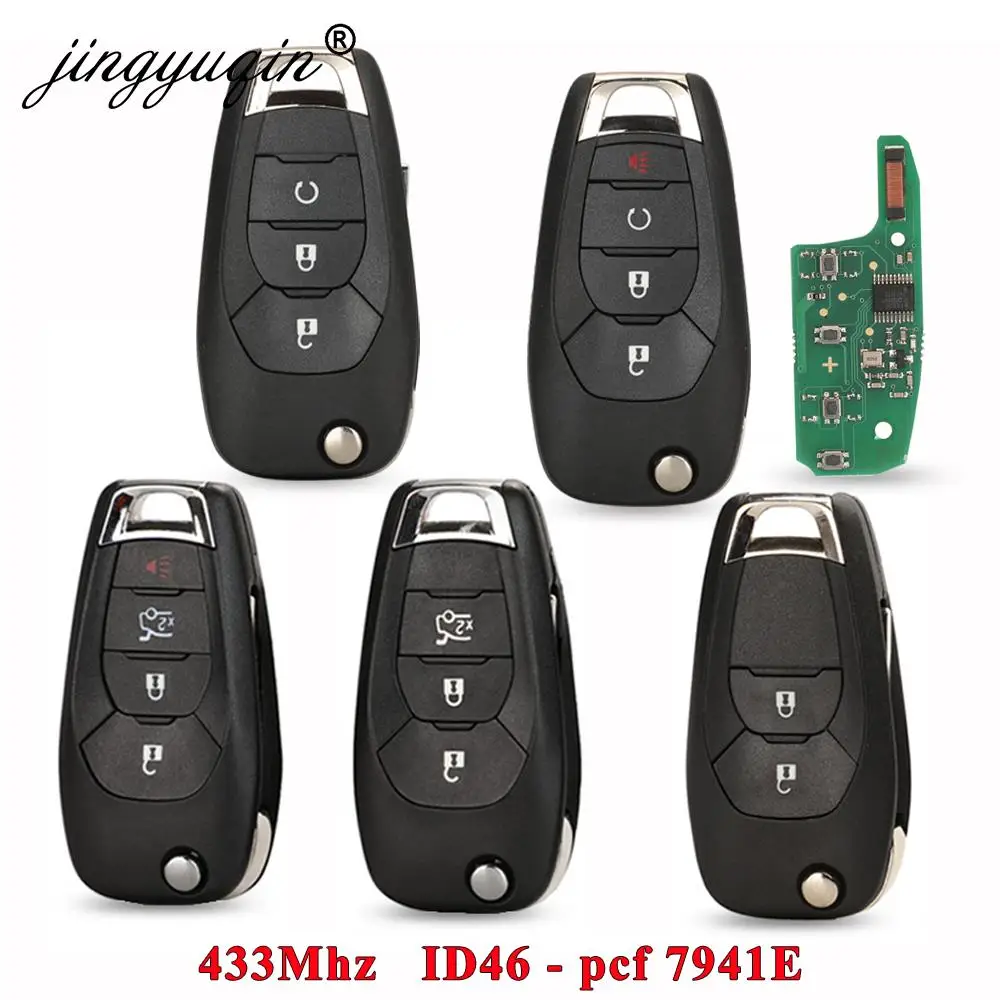 Фото Брелок jingyuqin Flip 2/3/4BT 433 МГц ID46 PCF7941E для дистанционного автомобильного ключа для Chevrolet Колорадо Cruze Trailblazer Onix Tracker Onix RS №1