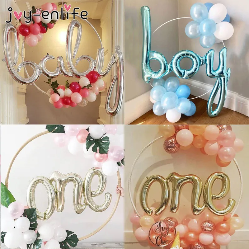 

Jumbo ONE BOY GIRL Letter Foil Balloon Round Arches Garland Baby Shower 1st Birthday Party Decoration Gender Reveal ballon ring