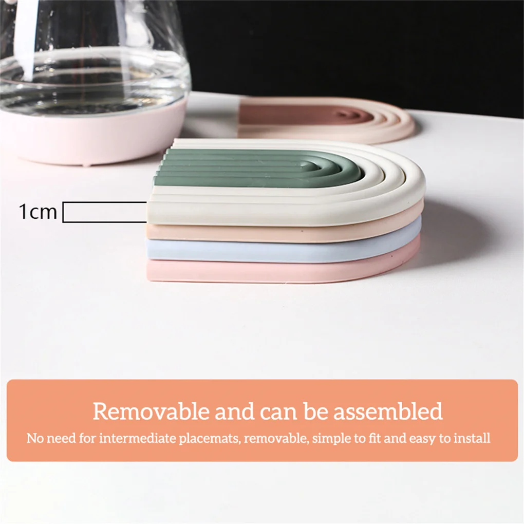

Rainbow-shaped Insulation Coasters Bottles Mats Reusable Heat-resistance Thicken Anti-scalding Placemat Kitchen Accessories Pink
