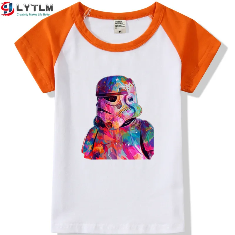 LYTLM/топы для маленьких девочек, детская одежда с Дартом Вейдером, футболки для мальчиков, Детская футболка vetement enfant fille, Звездные войны, Дарт Вейдер, Детская футболка для мальчиков - Цвет: DX Raglan Orange