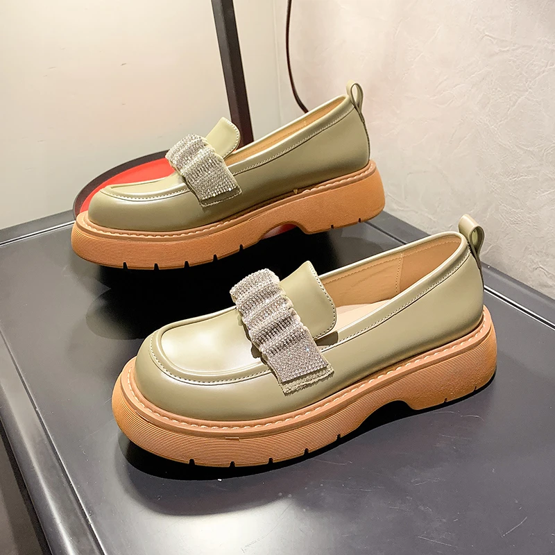 

2021 Women Flats Lolita Mary Jane Shoes For Woman Autumn Platform Ladies Loafers Vintage Soft Slip On Crystal Oxford Shoes