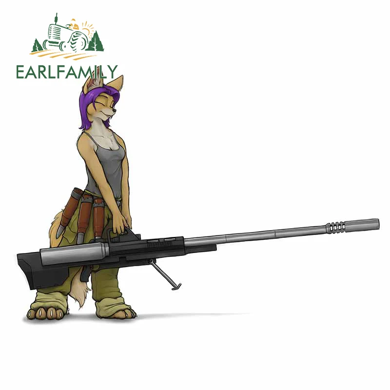 

EARLFAMILY 13cm for Anthro Weapon Furry Car Stickers Cartoon Surfboard Laptop Decals Scratch-proof Windshield Trunk Decoration