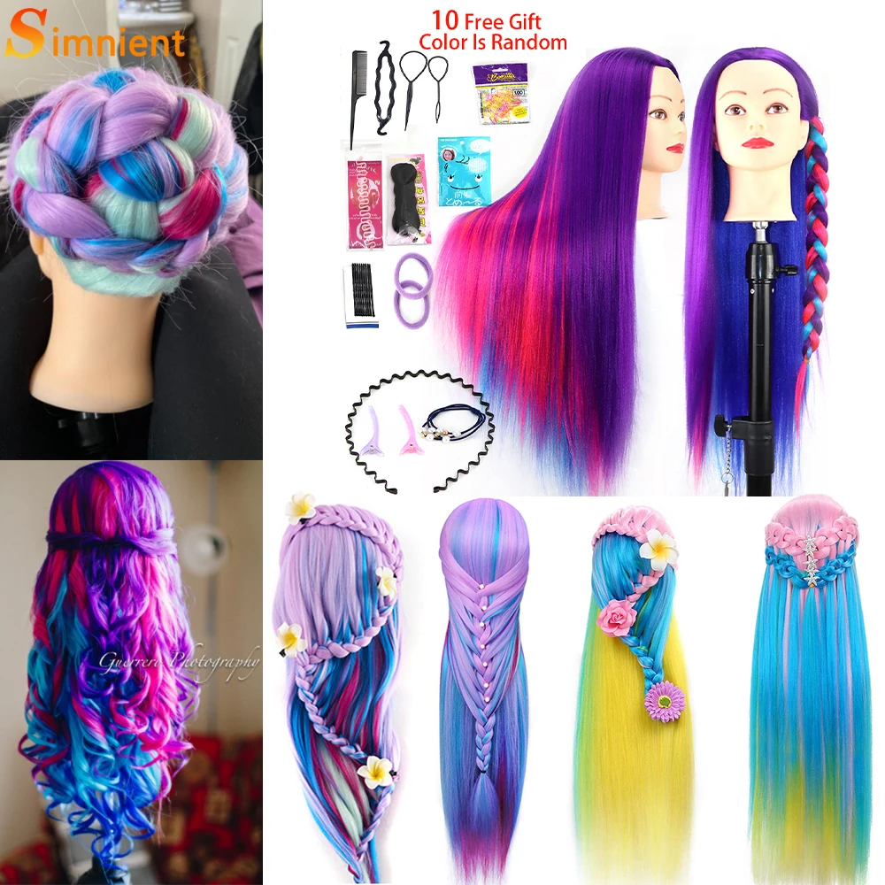 

Corlorful Training Head For Braid Hairdressing Manikin Doll Head Hair Practice Training Head 70Cm Hair Training Mannequin Head