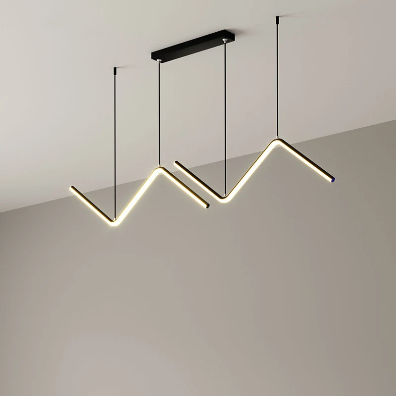 Nordic Minimalist Irregular Long Line Chandelier Restaurant Table Hanging Lamp Aluminum Creative Personality Ins Style Luminaire