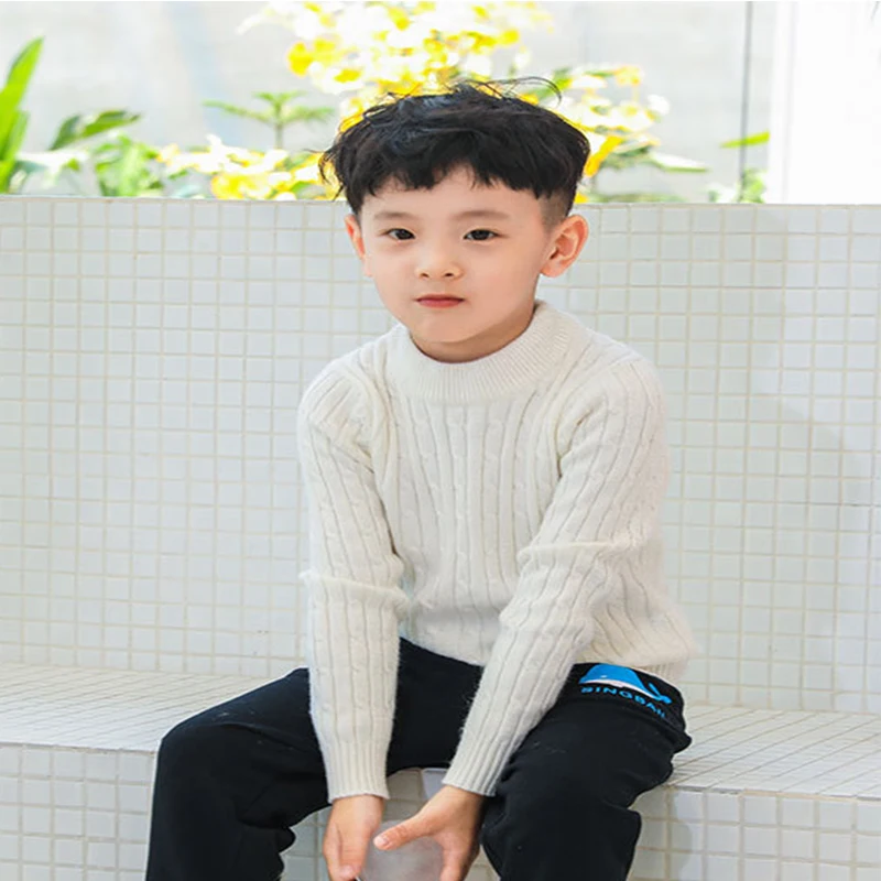 Children's Sweater Winter Boys And Girls Cashmere Knitting Toddlers Round Neck & High Collar Warming Bottoming Pullover |