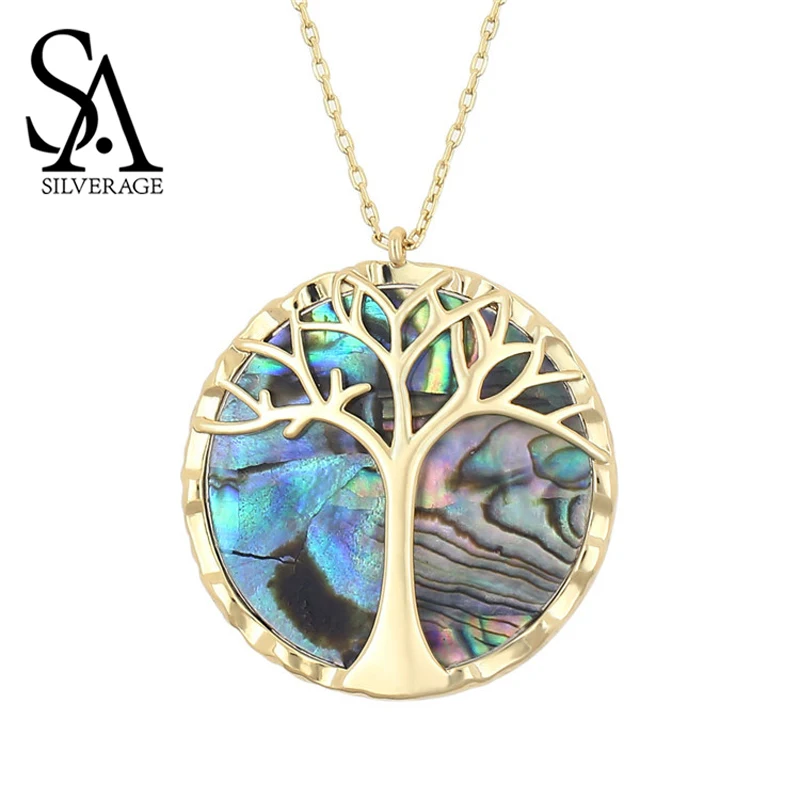 Подвеска в виде дерева жизни SA SILVERAGE ожерелье из натуральной ракушки белого