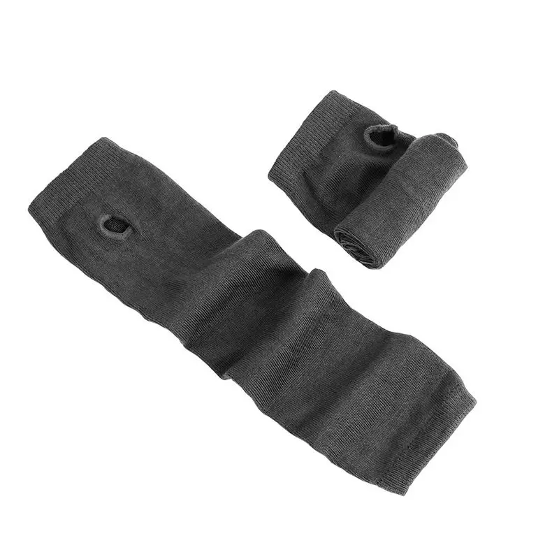 DH Women's Korean version of the warm long gloves arm sets wholesale classic black white striped finger cotton long wristband - Цвет: DH