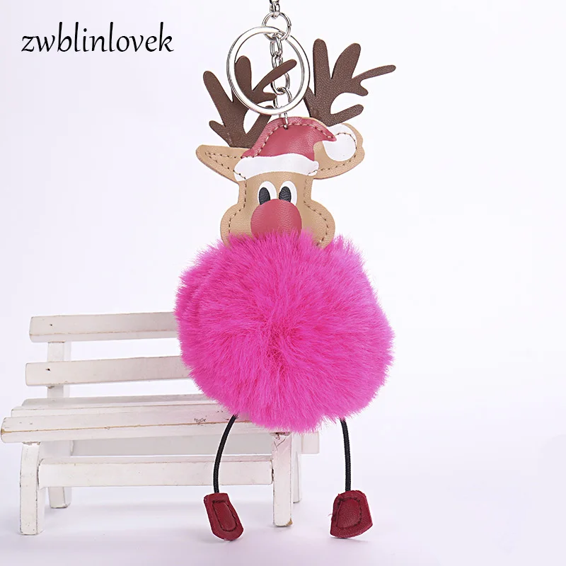 Рождественские плюшевые брелки с помпонами из искусственного кроличьего меха
