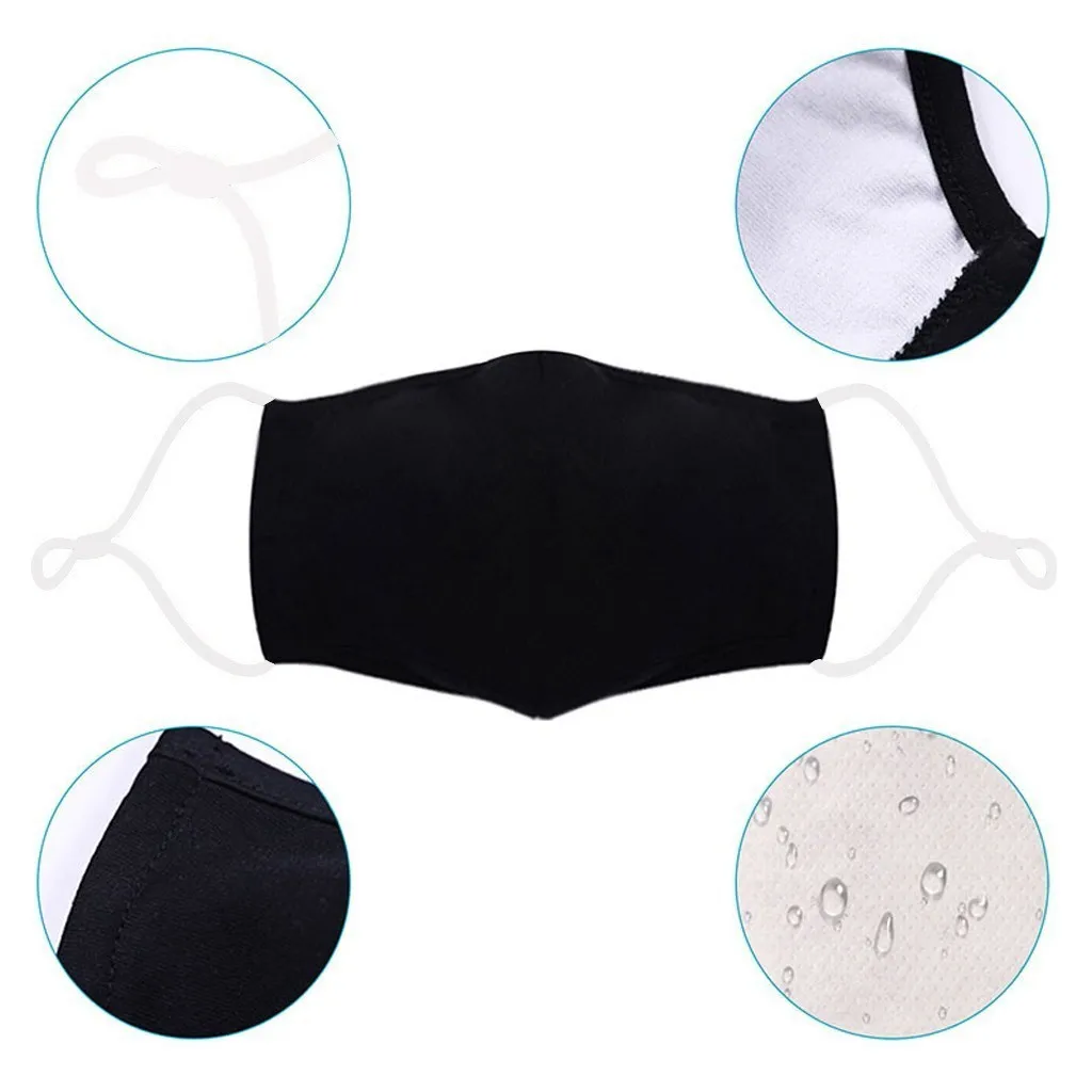 Маска Для Лица От Вируса Взрослых Черная многоразовая Регулируемая Мужская |