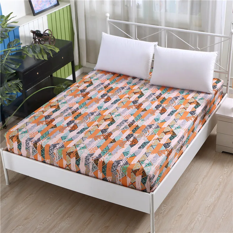 LAGMTA 1pc 100% polyester printing fitted sheet, mattress cover sheet  Four corners with elastic band bed sheet