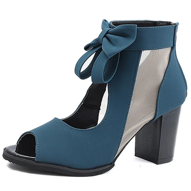 Новинка 2019 Модные свежие летние ботинки дамские с ажурным бантом женские на