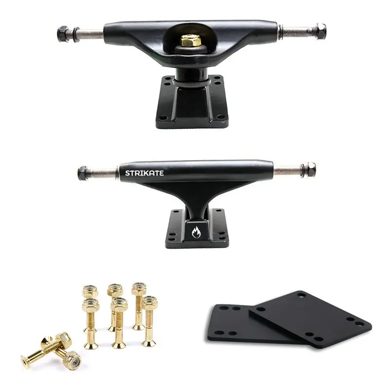 Pro skate truck 5&quot Hollow Skateboard Truck Longboard SHR95A Bushings 2PCS Matte Black Golden kingpin 3mm gasket 29mm bolts | Спорт и