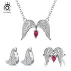Ожерелье ORSA JEWELS с кулонами крылья с уникальным красным кубическим цирконием, ожерелье из стерлингового серебра 925 пробы с модным кулоном для женщин и девушек, ювелирные изделия в подарок SN292