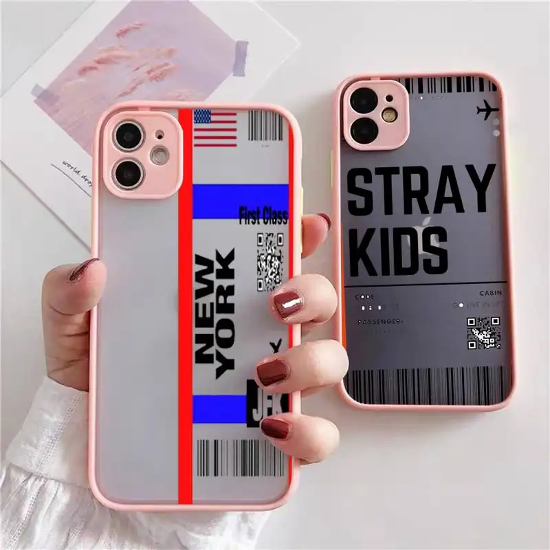 

Stray Kids Air tickets Design Phone Case For iphone 13 12 11 xr xs x 7 8 pro max Light pink Soft TPU Silicone Clear Case Cover