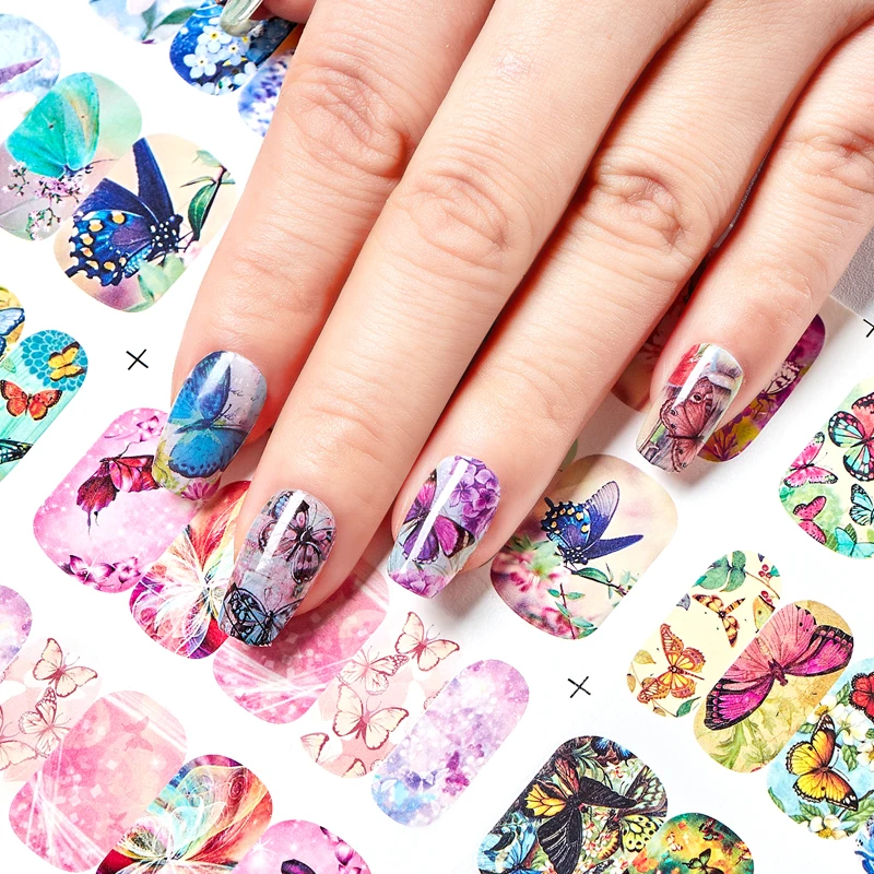 Набор наклеек для дизайна ногтей с четырьмя лилиями смешанные цвета цветочные