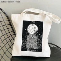 women shopper bag the moon and cat tarot card bag harajuku shopping canvas shopper bag girl handbag tote shoulder lady bag