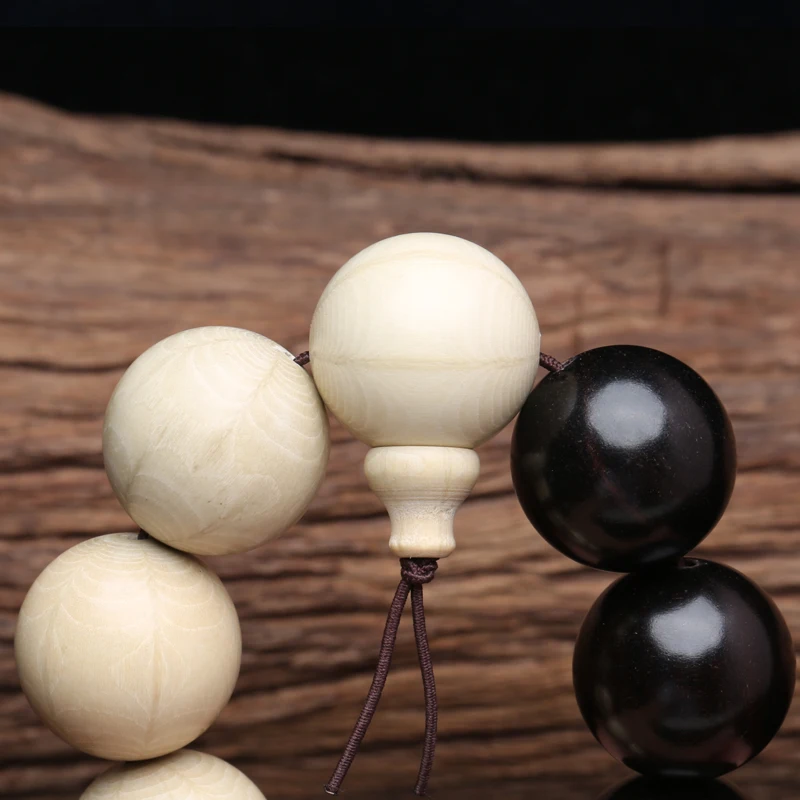 Черный и белый деревянный браслет Черное белое дерево философия мужской 20 мм