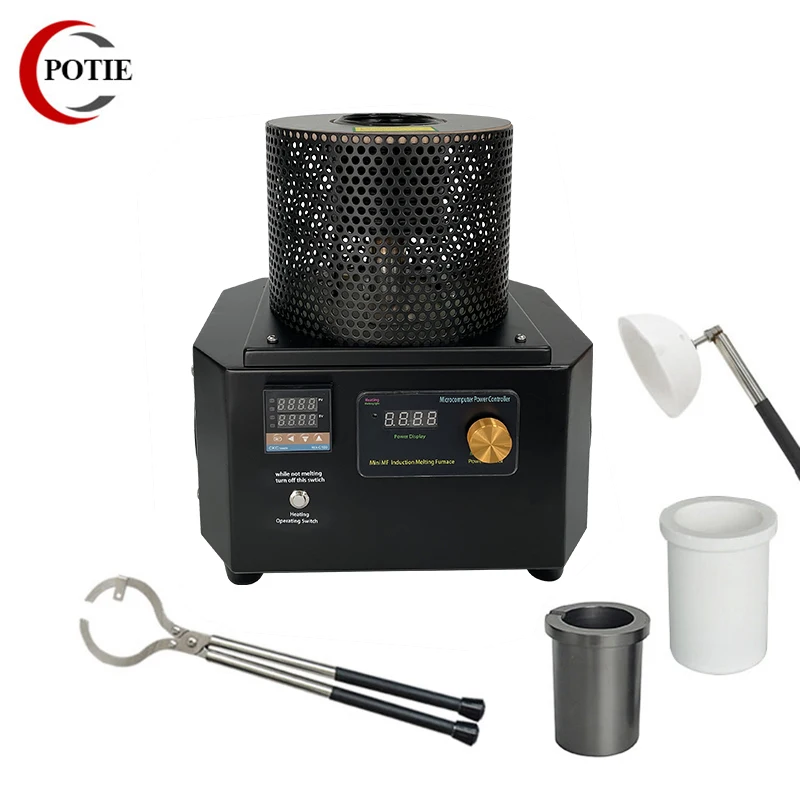 5KG Mini Portable Induction Melting Furnace With Temperature Controller For Gold Silver Copper Smelting Machine metal melting furnace medium frequency melting furnace gold silver and copper small experimental melting machine iron and steel