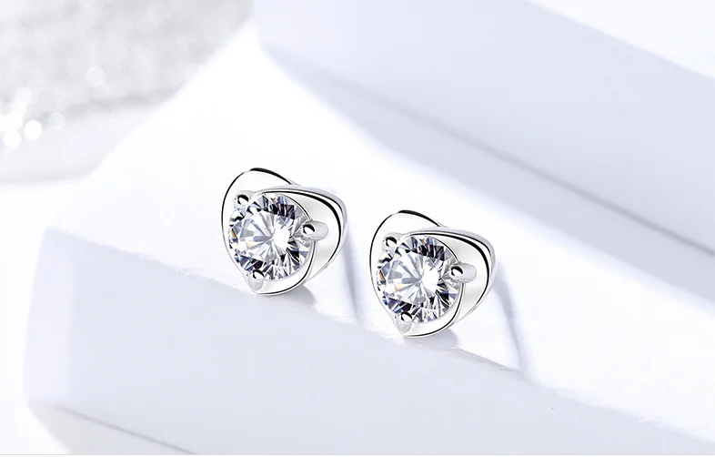 

2pcs Pack 925 Sterling Silver Jewelry SET For Women Wedding Bride Fashion Stud Earrings And Necklace African Gift J5955