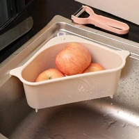 kitchen triangular sink strainer drain fruit vegetable drainer basket suction cup sponge rack storage tool sink filter shelf