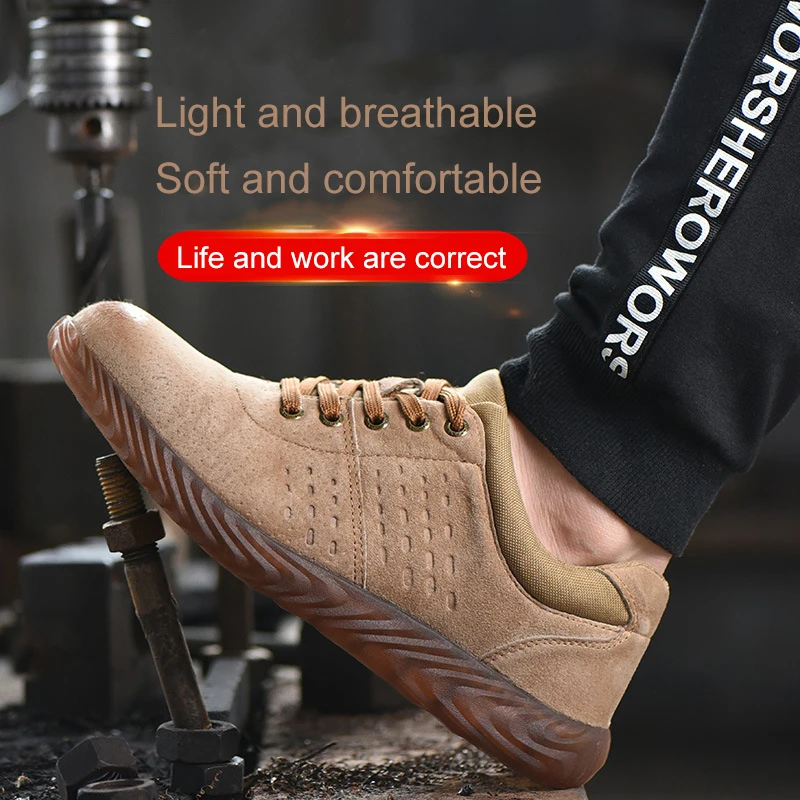 Рабочие ботинки безопасная обувь со стальным носком мягкая нескользящая из