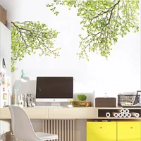 green leaf tree branch wall sticker creative modern plants decals bedroom living room wall decor vinyl decal mural removable