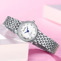 simple silver stainless steel watches qualities women luxury fashion diamond quartz watch casual blue pointer ladies wristwatch