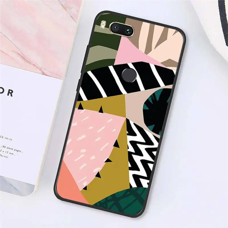 

Abstract Geometry leaves retro painting Phone Case For Xiaomi Redmi note 7 8 9 t max3 s 10 pro lite Luxury funda coque