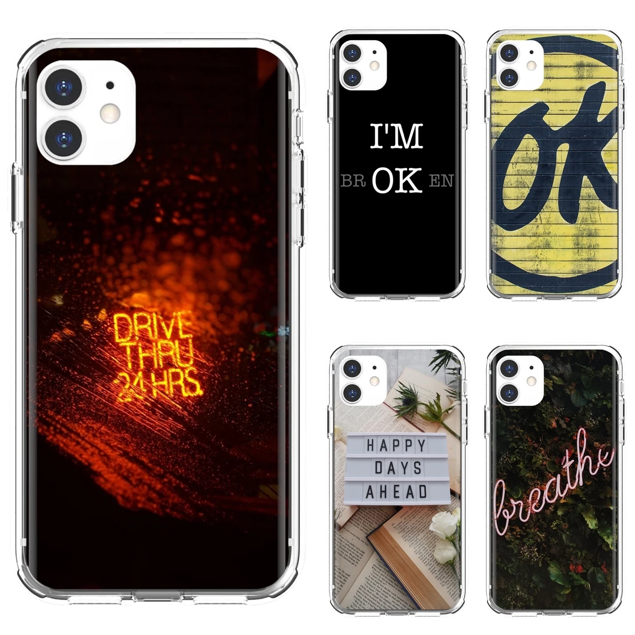 

For Apple iPhone 10 11 12 Pro Mini 4S 5S SE 5C 6 6S 7 8 X XR XS Plus Max 2020 Soft TPU Phone Cover Wallpaper-Inscription