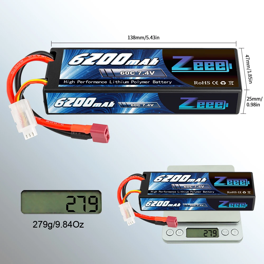 zeee 74 v 60c 6200mah 2s lipo батарея в твердом пере