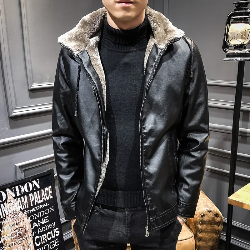 

2018 new youth leisure fashion belt hat PU leather men's cultivate one's morality and soft velvet warm