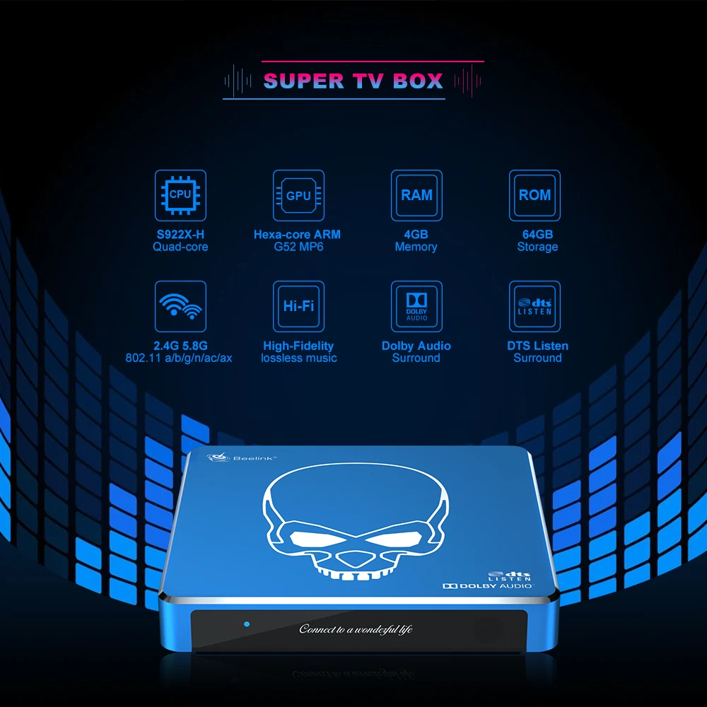 Новый Beelink GT King PRO Android Tv Box Amlogic S922X 4 Гб 64 WI FI 6 LAN1000M Bluetooth4.1 4K HD Декодер каналов кабельного телевидения VS UGOOS AM6