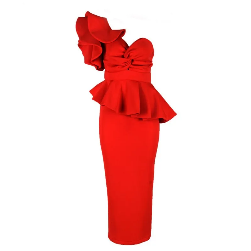 

Women's Pure Color Sleeveless Oblique Shoulder High Waist Slim Middle Dress 20121 Fashion Summer Elegant Sexy Sleeveless Dress