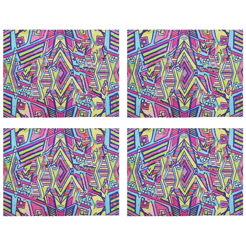 

4Pcs Boho Colorful Stripes Placemat Waterproof Heat Resistant Woven Table Mat