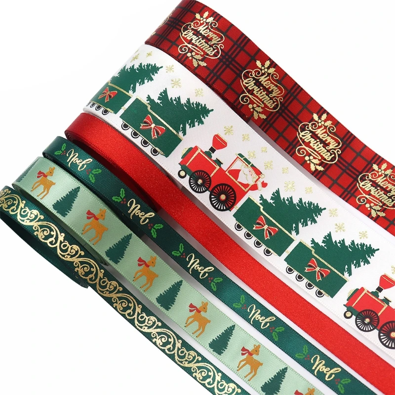 

Christmas Ribbon Christmas Snowflake Printed Grosgrain Ribbons for Gift Wrapping Wedding Decoration Hair Bows DIY