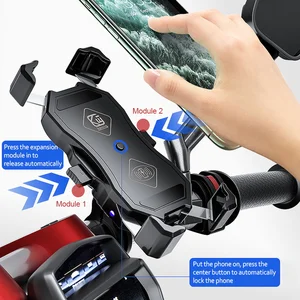 3 in 1 15w qi wireless charger motorcycle phone holder qc3 0 usb fast charging semiautomatic 360 rotation phone stand bracket free global shipping