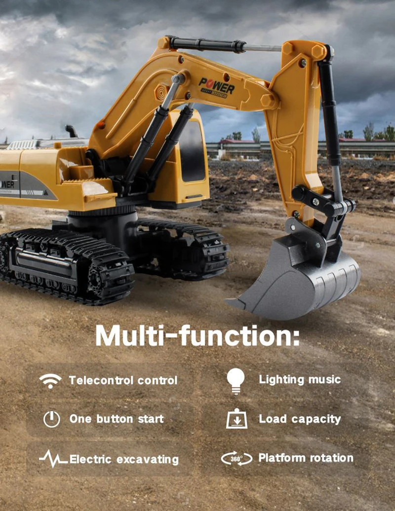 1:24 6CH \ Радиоуправляемый экскаватор игрушка инженерный транспорт Caterpillar