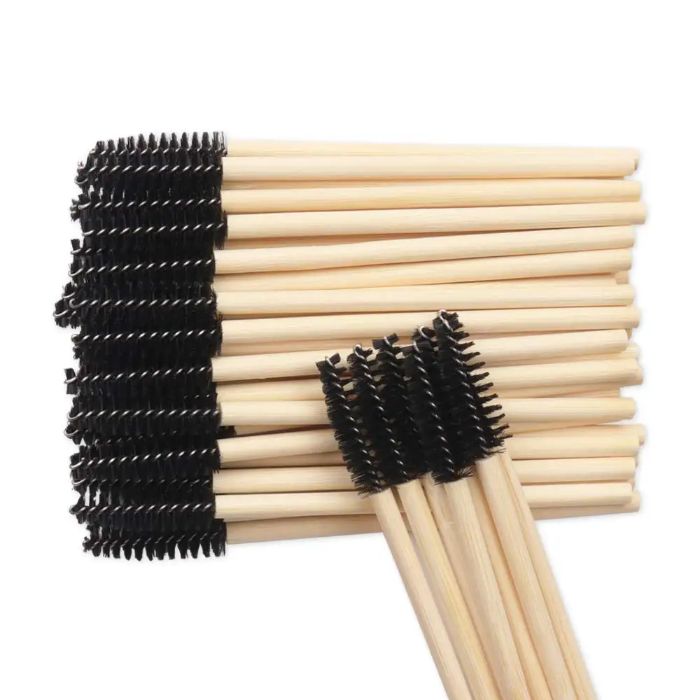 

New style Bamboo Handle Eyelash Brush Makeup Brush eyelash Extension Eco-friendly Disposable Eyebrow Brush Mascara Wands