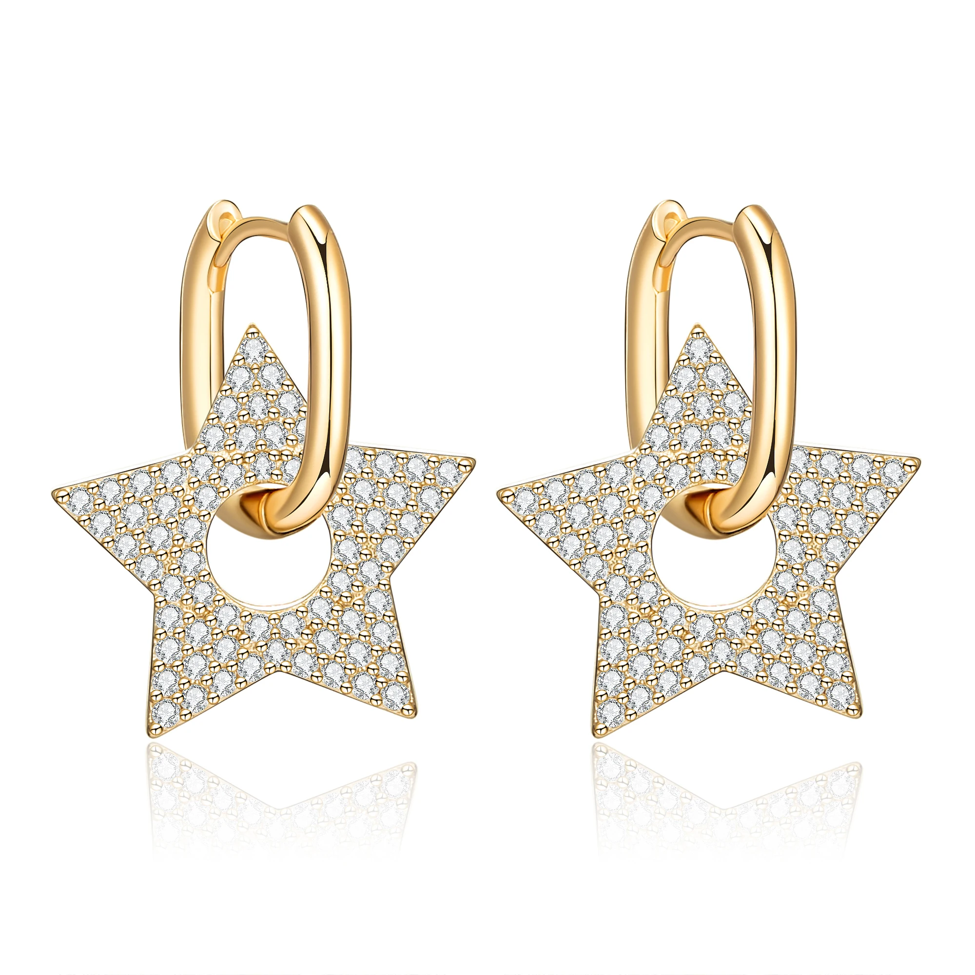 

New Copper Cubic Zirconia Five-pointed Star Shape Drop Earrings Gifts For Women Party Wedding Girls Fashion Jewelry 2021