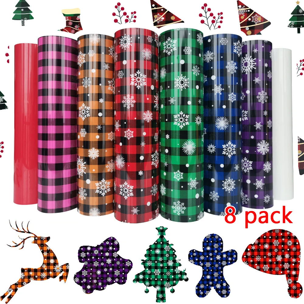

8Pcs Christmas Snowflake Heat Transfer Lettering Film PU Lattice Christmas Sheet Lettering Film Personalized DIY Decoration