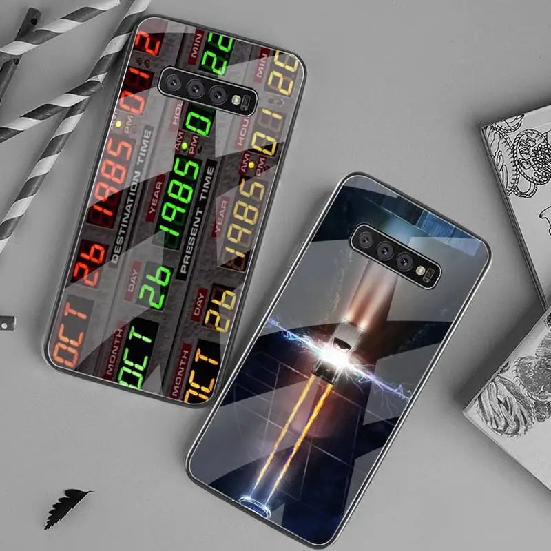

YJZFDYRM Back To The Future Time Machine High Quality Phone Case Tempered Glass For Samsung S7 S8 S9 S10 Plus Note 8 9 10 Plus