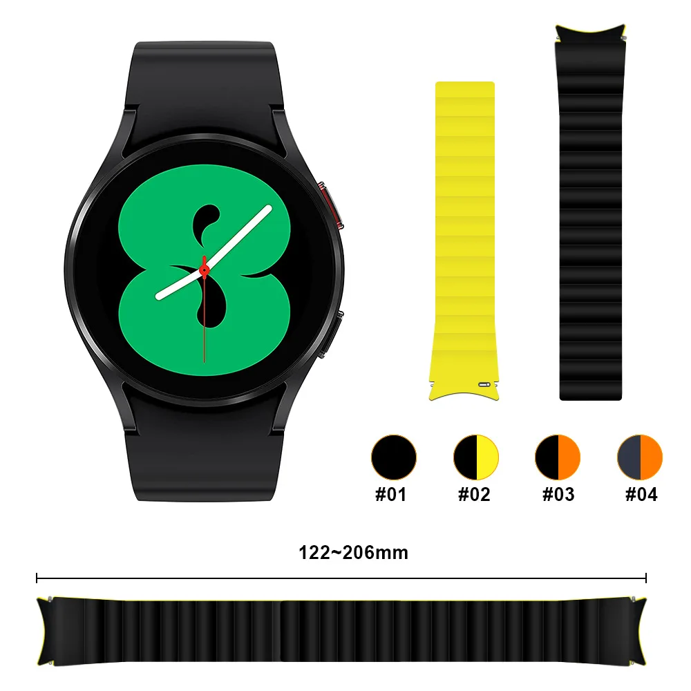 Enlarge 20mm Band for Samsung Galaxy Watch 4 Classic 46mm 42mm Silicone Magnetic Strap for Samsung Galaxy Watch 4/5 40mm 44mm 45mm pro