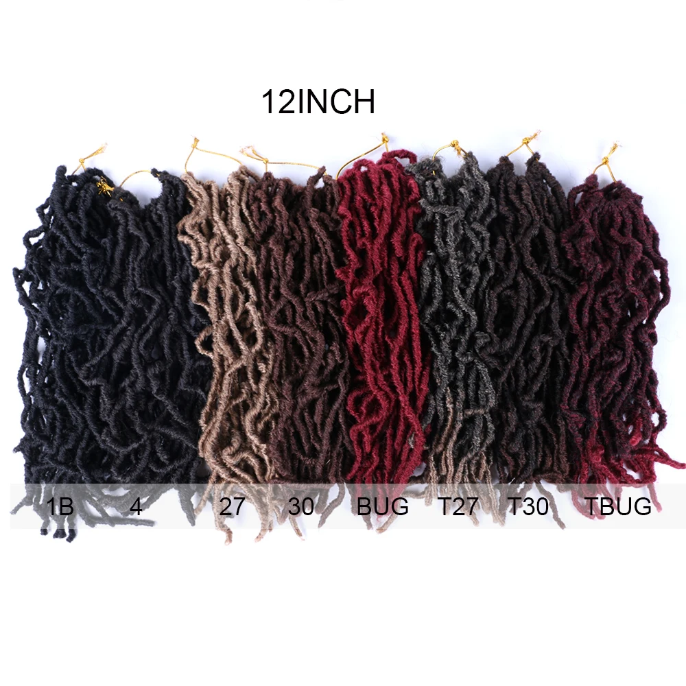 Синтетика затененные косички волосы 18 дюймов Faux Locs Curly вязание крючком косы