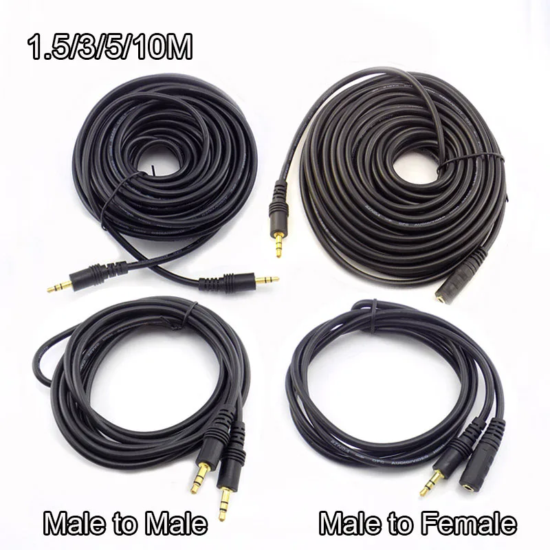 1.5/3/5/10M 3.5mm Stereo Male to Male Jack Male to Female Audio Aux Extension Cable Cord for Computer Laptop MP3/MP4 A7