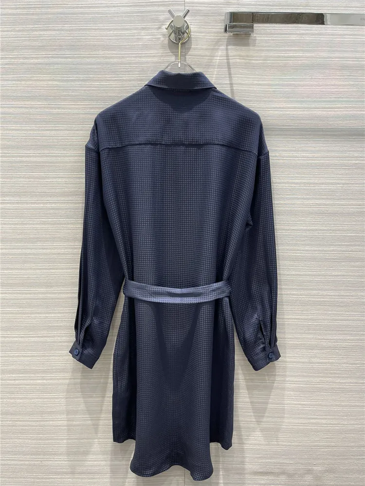 

Женское платье с длинным рукавом, элегантное кружевное шелковое платье с высокой талией и поясом, весна 2021